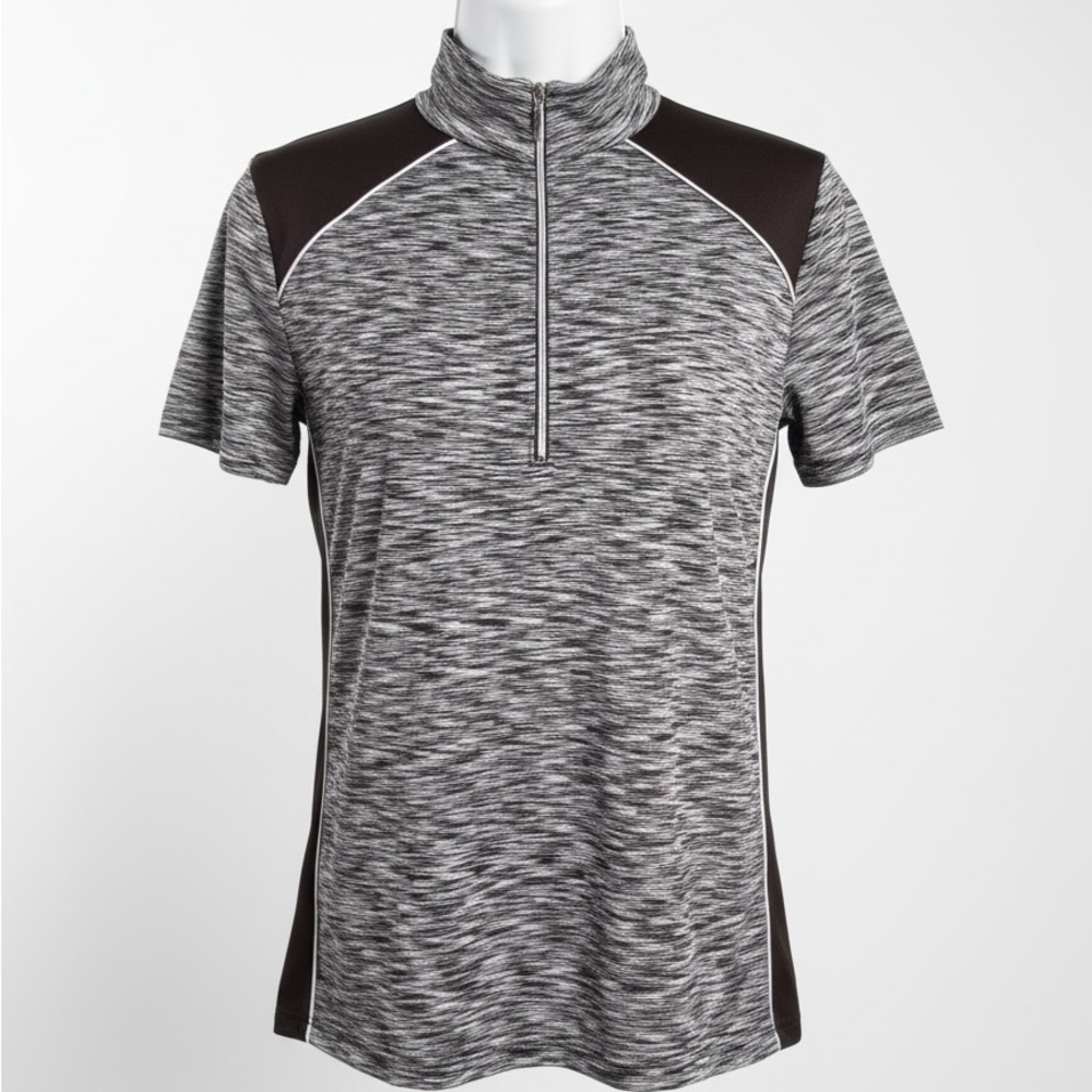 Zenergy Golf By Chico’s Black & White 1/4 Zip Front Ladies Golf Shirt Sz 1  M/8